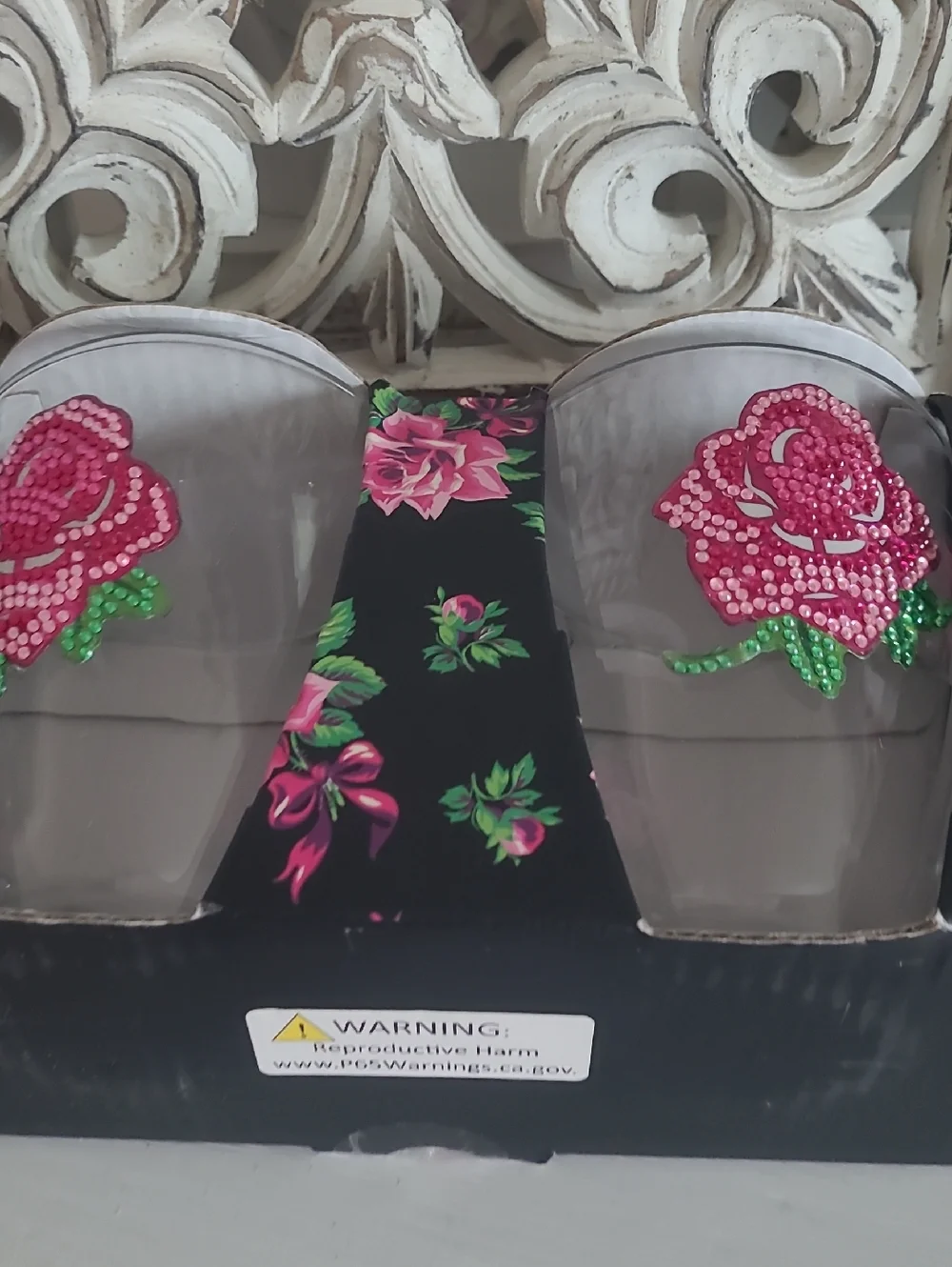 Betsey Johnson Coffee Mugs Set Of 2 With A Beautiful Rhinestone Bling Rose On It